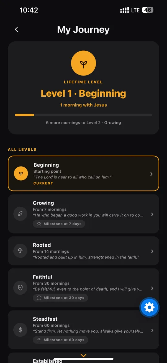 My Journey &mdash; milestones and levels